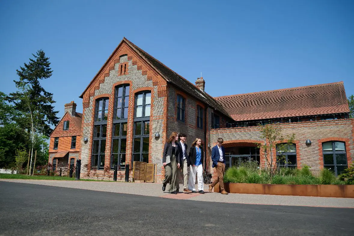 Students outside building